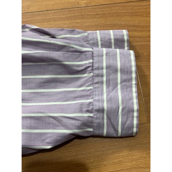 Ralph Lauren Classic Fit Stripe Button Up Shirt Size 17.5 100% Cotton - Picture 6 of 8